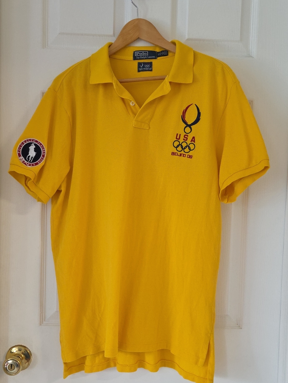 Polo by Ralph Lauren Yellow USA Beijing 2008 Olympics Polo Shirt Men's Size Xl
